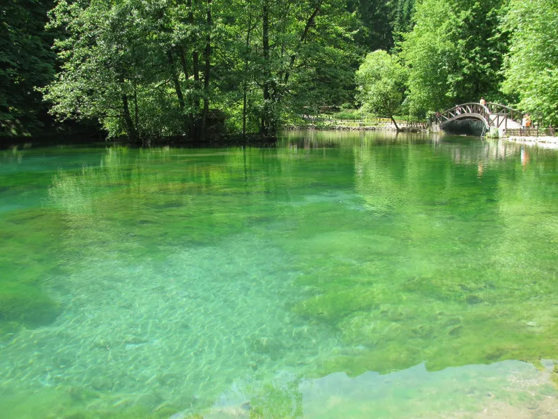 Río y parque arbolado en Vrelo Bosne en Sarajevo